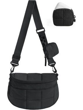 Small Crossbody Bags for Women, Puffer Cute Bum Bag with Pouch, Quilted Purse fo